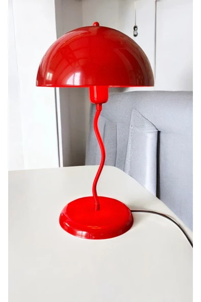 burenze Modern Tasarım Mars Zigzag Abajur Masa Lambası Metal Gövde Red Kırmızı - 4