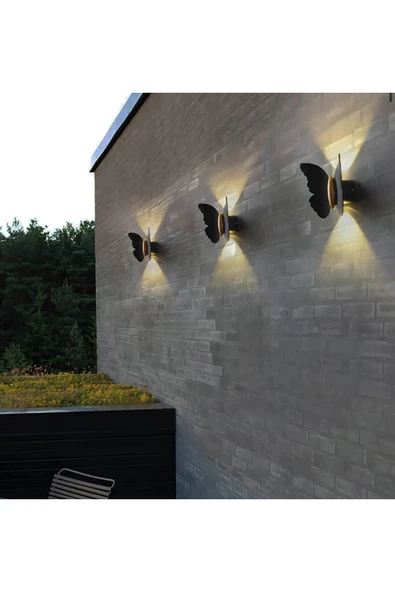 burenze Modern Duvar Power Iç Ve Dış Mekan Aplik Butterfly Led Aplik Siyah Gövde Gün Işığı Kelebek Aplik - Resim 3