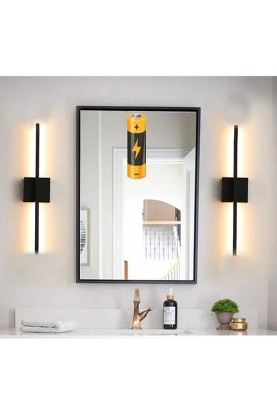 burenze Modern Tasarım Kare Costa Pilli Aplik 45 Cm Siyah 1 Adet ürün görseli 1