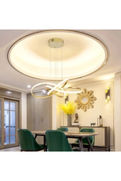 burenze Gold Sarı A+ Modern Sarkıt Power Led Avize Concept Ürün Beyaz Işık - Resim 3