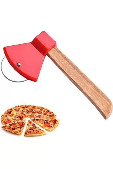 LitaeTrend Pizza Kesici Bambu Saplı Balta Görünümlü Oval Kesici Royaleks-RA-311 ürün görseli 1