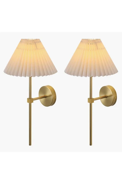 Fico Home Pilli Aplik Kablosuz Tak Çalıştır Krem Abajur Umbrella Aplik Eskitme Gold Sarı 1 Adet - Resim 2