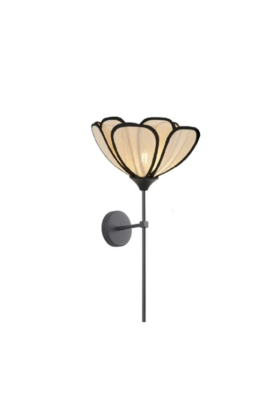 burenze Modern Tasarım Rose Çiçek Lale Aplik Kablolu Elektrikle Çalışır Siyah Gövde Ekru Kumaş - Resim 2