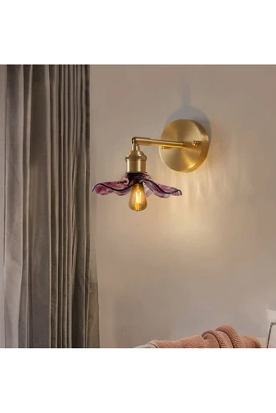 burenze Modern Tasarım Vintage Classic El Yapımı Lila Camlı Aplik Elektrikle Çalışır ürün görseli 1