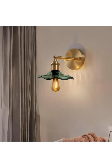 burenze Modern Tasarım Vintage Classic El Yapımı Yeşil Camlı Aplik Elektrikle Çalışır ürün görseli 1