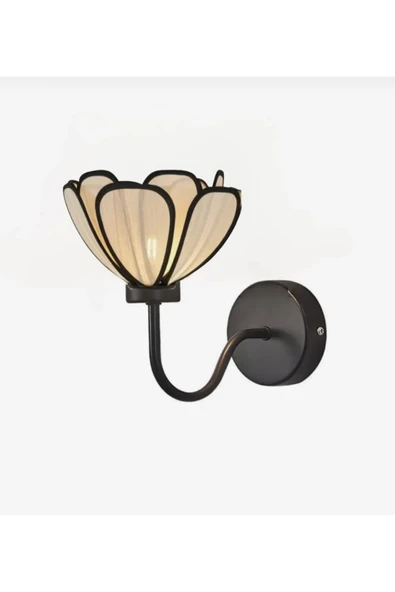 Fico Home Blume Pilli Aplik Rose Çiçek Duvar Apliği Kablosuz Tak Kullan Pilli Aplik Ekru Kumaş - 3