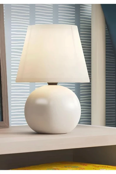 Fico Home Modern Tasarım Marwis Abajur Krem Abajur Masa Lambası Metal Krem Gövde ürün görseli 1