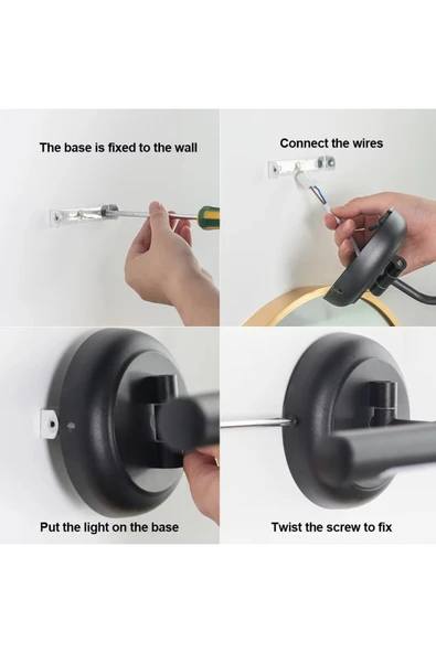 burenze Modern Aplik Pilli Duvar Aplik Power Ledli Tak Kullan Kablosuz Pilli Duvar Aplik Eskitme Gold Sarı - Resim 3