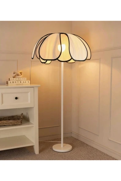 Buiva Modern Lambader İskandinav Boheme Jumeria Burenze Dekoratif Lambader Metal Gövde Ekru Kumaş Abajur - 2