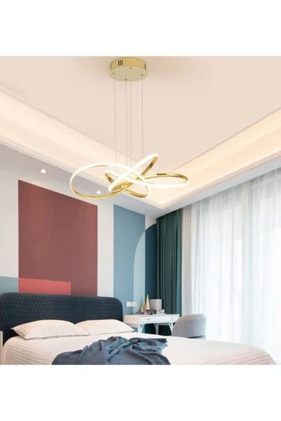 burenze Gold Sarı A+ Modern Sarkıt Power Led Avize Concept Ürün Beyaz Işık - Resim 2