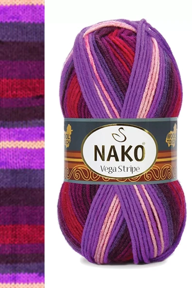 LitaeTrend 1 Adet Vega Stripe Premium Akrilik El Örgü İpi Yünü No: 82412 ürün görseli 1