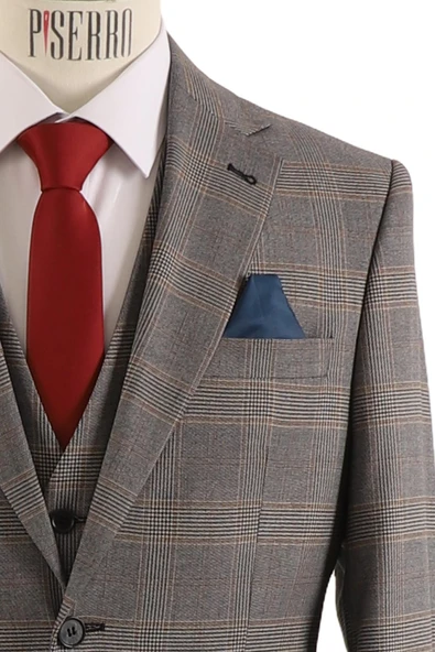 Yelekli Takım Elbise Slim Fit - 6