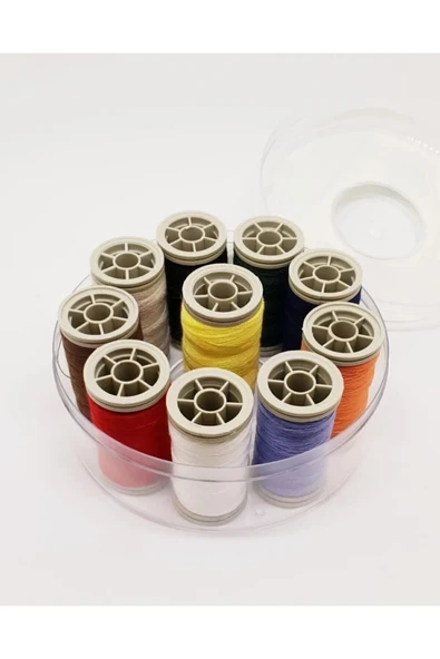 LitaeTrend Dikiş Iplik Seti 10'lu Yuvarlak Kutulu Royaleks-7663 ürün görseli 1