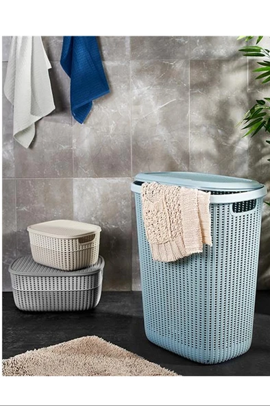 LitaeTrend Knitty Örgü Çamaşır Sepeti 57 lt Royaleks-G654 - Resim 2