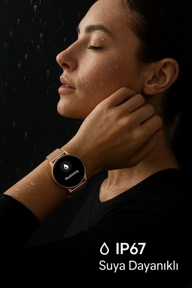 Bunnys Infinix Hot 50 Uyumlu Şık Kadın Akıllı Saat – Su Geçirmez, Yuvarlak Çelik Kasa, Metal Kordon - Resim 4