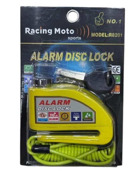 Disk Kilidi Sarı - Alarmlı - Hatırlatıcı Kablolu - 2