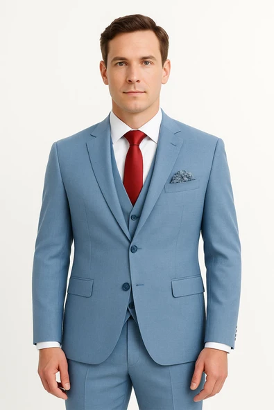 Yelekli Takım Elbise Slim Fit - 1