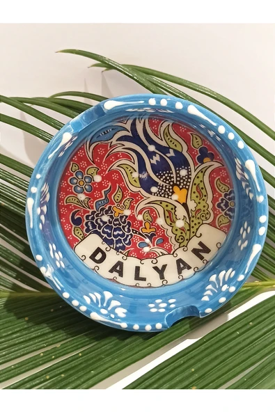 Monalisa Home Motifli El Yapımı Çini İşlemeli Kültürel Mavi Renk Kül Tabağı ürün görseli