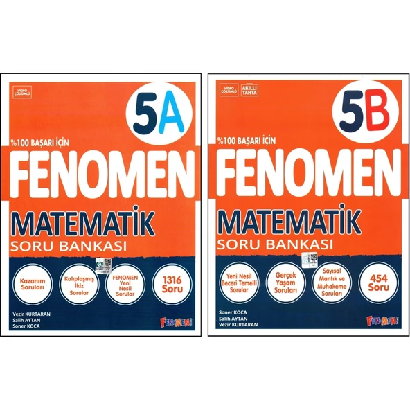 Fenomen Yayıncılık Fenomen 5. Sınıf Matematik Soru Bankası (A)+(B) Kitabı 2 Kitap ürün görseli