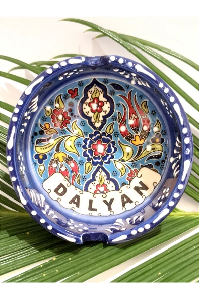 Monalisa Home Motifli El Yapımı Çini İşlemeli Kültürel  Lacivert Renk Kül Tabağı ürün görseli