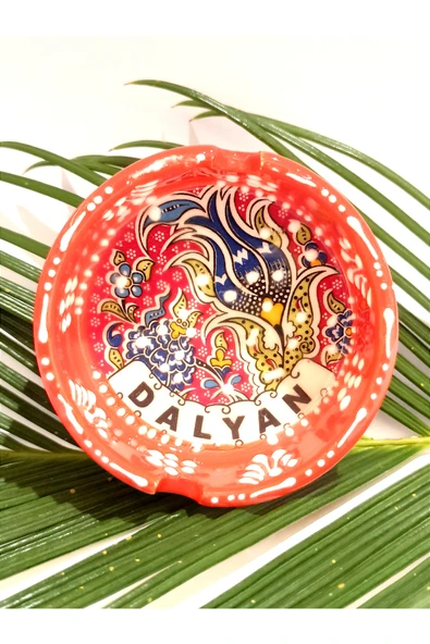 Monalisa Home Motifli El Yapımı Çini İşlemeli Kültürel Turuncu Renk Kül Tabağı ürün görseli