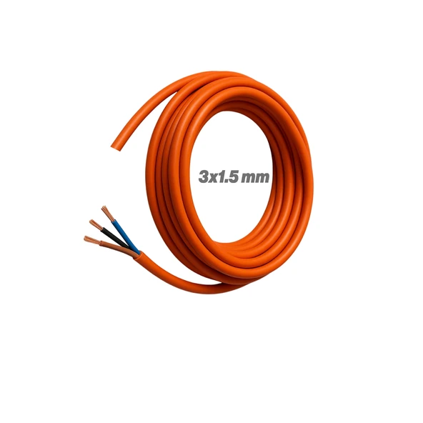 Seyyar 3 Metre Uzatma Kablosu TTR CCA Çok Telli 3x1.5 mm Elektrik Kablo Kontrol Kalem Dişi Erkek Fiş - Resim 5