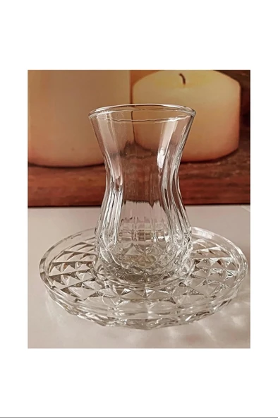 LitaeTrend Alin Adela 6'lı Cam Çay Tabağı Çay Tabak Altlığı ROYALEKS-RYG8030 - Resim 2