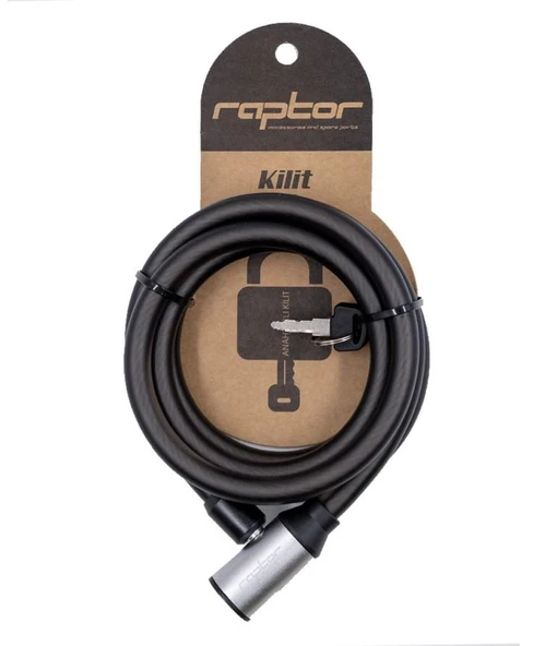 RAPTOR Anahtarlı Zincir Kilit 3.8x12x180 Cm Siyah Bisiklet Motosiklet Bebek arabası Güvenlik Kilidi ürün görseli 1