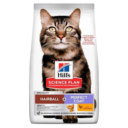 Hill's Hairball Perfect Coat Tüy Yumağı Önleyici Tavuklu Yetişkin Kedi Maması 1,5kg ürün görseli 1