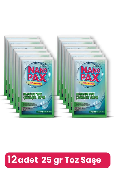 KLORSUZ ÇAMAŞIR SUYU TOZ TEMİZLİK SAŞESİ (12 adet X 25gr) - 2