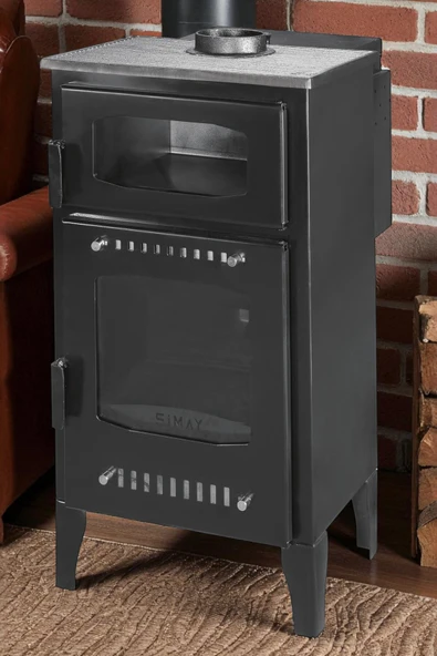 WoodyMaison Eko Model 8 kW Odun & Pelet Şömine Sobası – Geniş Camlı, Fırınlı ve Isı Ayarlı - 4