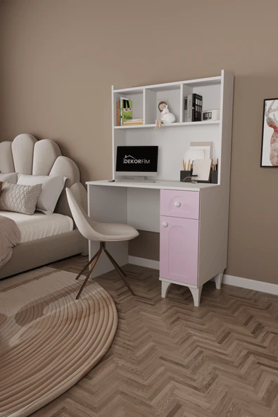 DF09106 Çekmeceli Kapaklı Kitaplıklı Çalışma Masası Bilgisayar Masası - Resim 6