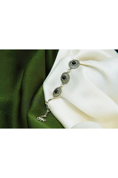 kadın 925 ayar gümüş oltutaşı hindiba üçlü bileklik sb0004 - Resim 3