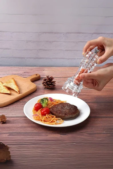 Mithra Life 2’li Küçük Boy 14 cm Akrilik Şeffaf Tuz Karabiber Öğütücü MIT1256 - Resim 8