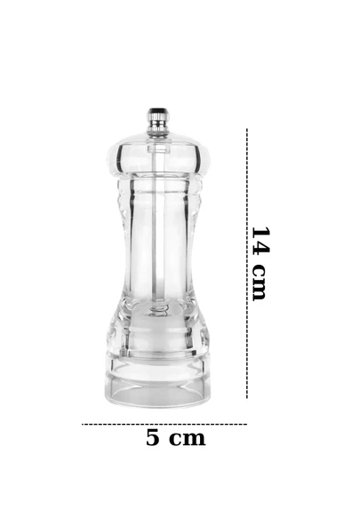 Mithra Life 2’li Küçük Boy 14 cm Akrilik Şeffaf Tuz Karabiber Öğütücü MIT1256 - Resim 2