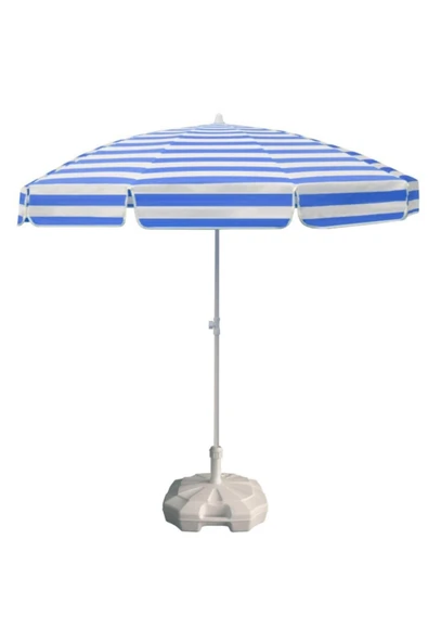 Mavi Beyaz Çizgili 200/8 Plaj Ve Güneş Şemsiyesi 20 Litre Bidonlu Taşıma Çantası Hediyeli ürün görseli