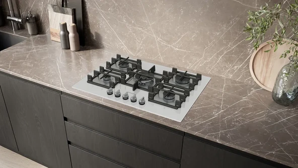 SİEMENS EP7A2QI40 iQ500 Gazlı Ocak 75 cm Sert cam, Beyaz - 2