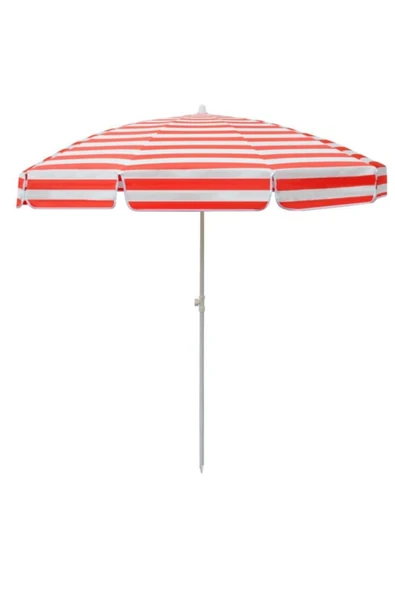 Kırmızı Beyaz Çizgili 200/8 Plaj Ve Güneş Şemsiyesi Taşıma Çantası Hediyeli ürün görseli