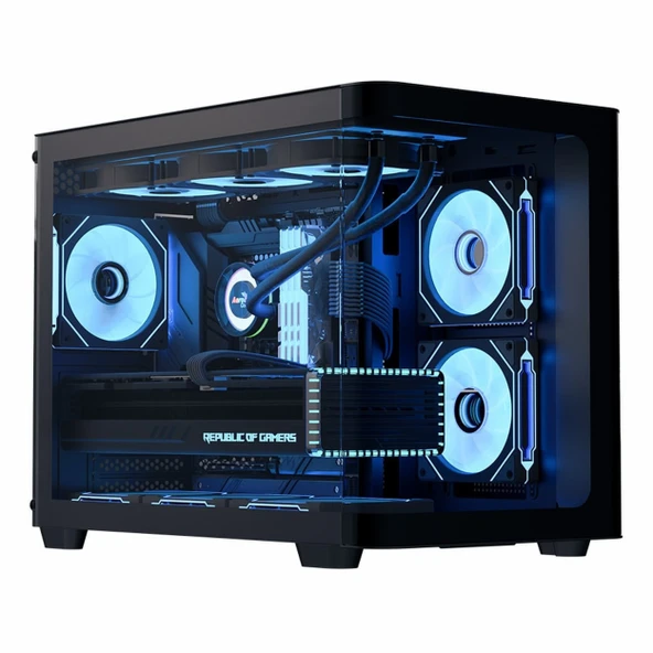 Aerocool P300C USB 3.2 ARGB mATX Mini Tower Siyah Kasa ürün görseli 1
