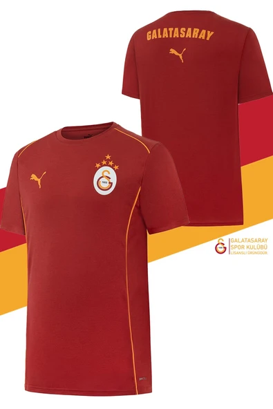 Galatasaray Orijinal Lisanslı Sıfır Yaka Kırmızı Antrenman 5 Yıldızlı T-Shirt + Şal Kaşkol Set Hediyelik Ahşap Kutulu - Resim 2