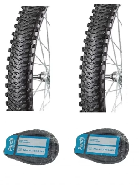 DIAMOND 26 Jant 26x1.95 Bisiklet Dış Lastiği B1435 X 2 Adet + Panda İç Lastik Seti