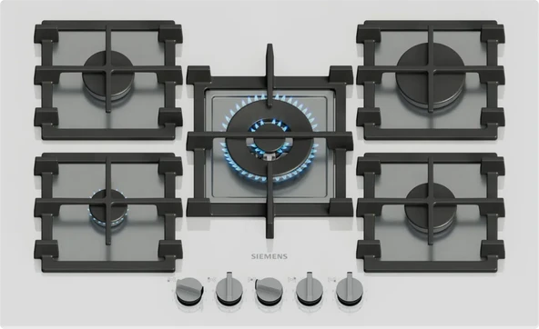 SİEMENS EP7A2QI40 iQ500 Gazlı Ocak 75 cm Sert cam, Beyaz