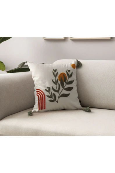 WoodyMaison Comfort Punch Bohem Desenli Kırlent Kılıfı, Koltuk Yastık Kılıfı – 45x45 cm