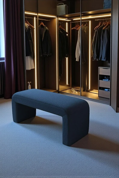 WoodyMaison LIORAE Dekoratif Teddy Kumaş Bench – Modern Dikdörtgen Yatak Ucu Pufu - 4