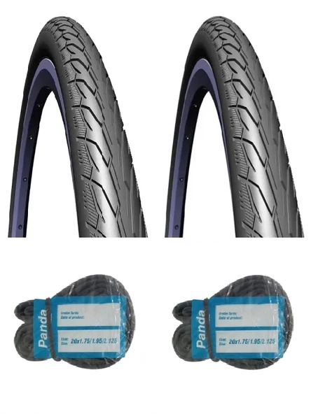 Rubena 26 Jant 26x1.75 (47-559) 3mm Zırhlı Bisiklet Dış Lastiği V66 X 2 Adet + Panda İç Lastik Seti