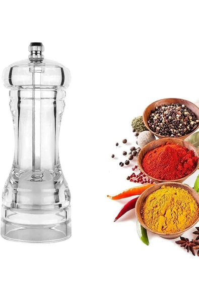 Mithra Life 2’li Küçük Boy 14 cm Akrilik Şeffaf Tuz Karabiber Öğütücü MIT1256 - Resim 7
