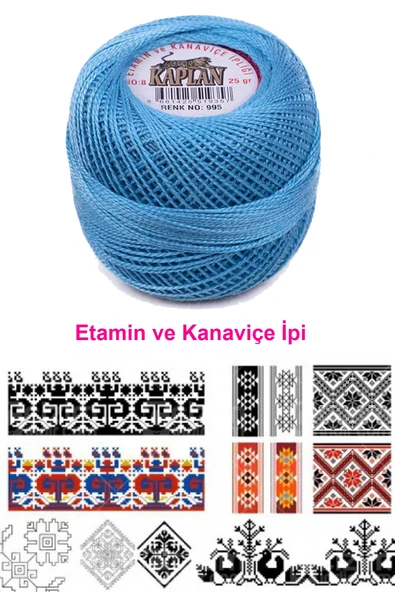 LitaeTrend Kaplan Etamin Ve Kanaviçe İpi 8 No Kod/Renk: 995 - Royaleks - Resim 2