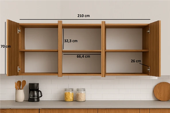 210LUK ATLAS ÇAM ÜST MODÜL, MUTFAK DOLABI, ÇOK AMAÇLI DOLAP, KİLER DOLABI - 4