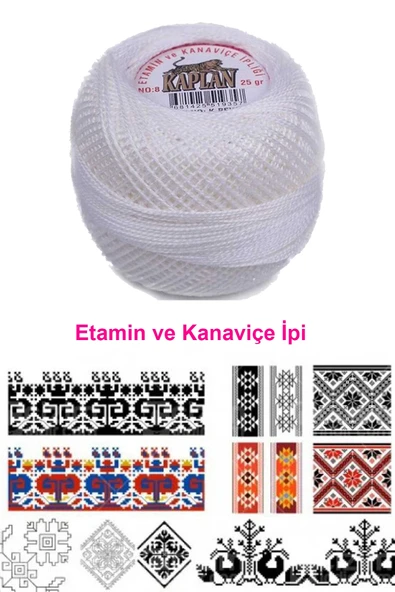 LitaeTrend Kaplan Etamin Ve Kanaviçe İpi 8 No Kod/Renk: K.BEYAZ - Royaleks - Resim 2