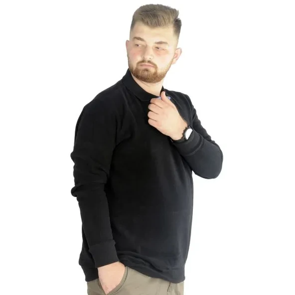 Erkek Sweatshirt Polo Vnz Selanik 20440 Siyah - 2